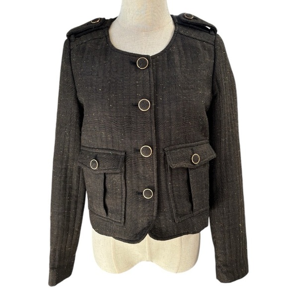 ANTHROPOLOGIE Cartonnier Brigade Brown Tweed Jacket - Picture 1 of 11